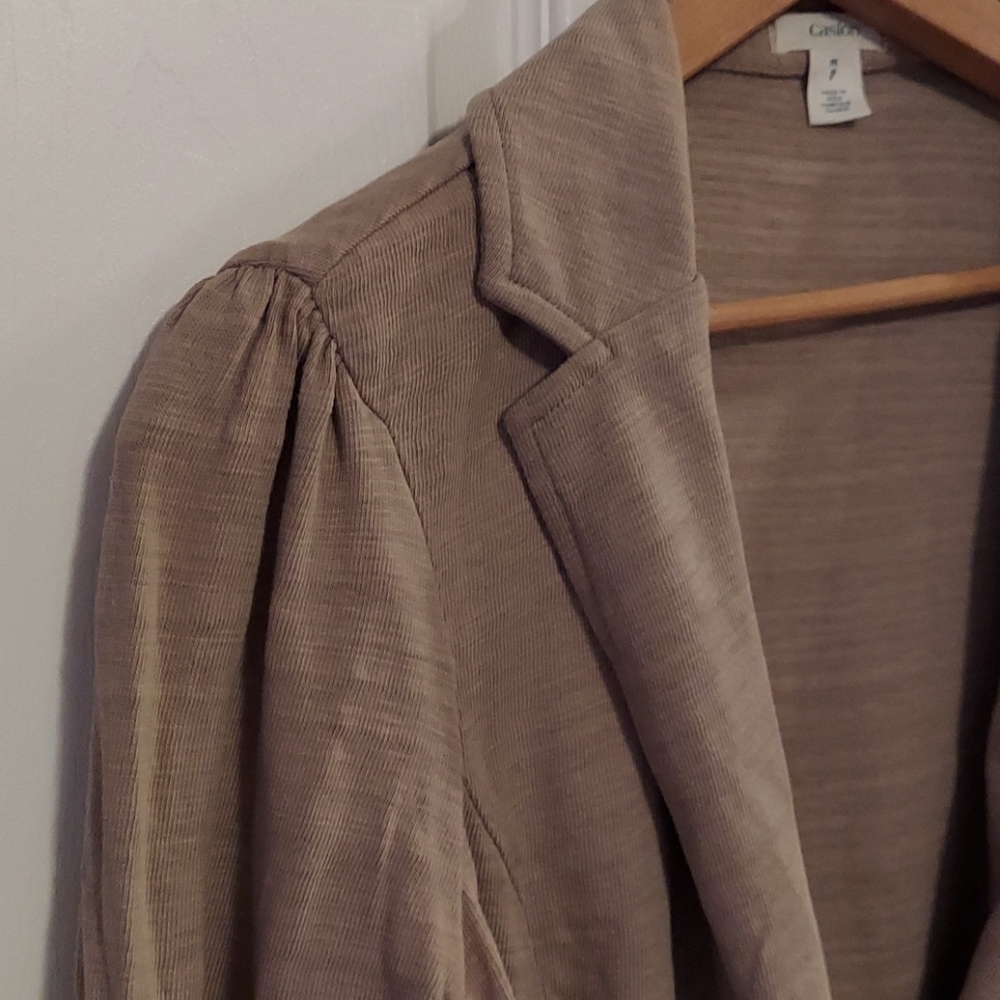 Caslon Cotton 1 Button Tan Cotton Blazer Jacket MP - Picture 2 of 6